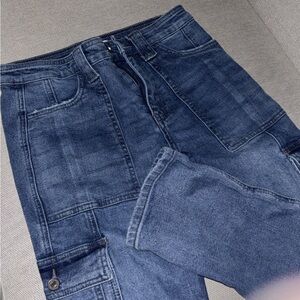 Avery high-rise straight-leg cargo jean